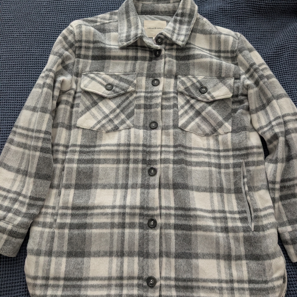 Thread & Supply Kids Plaid Jacket in Black and Cream
